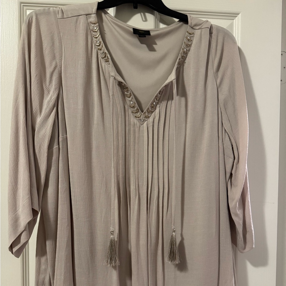 JM Collection Beige Blouse 2X